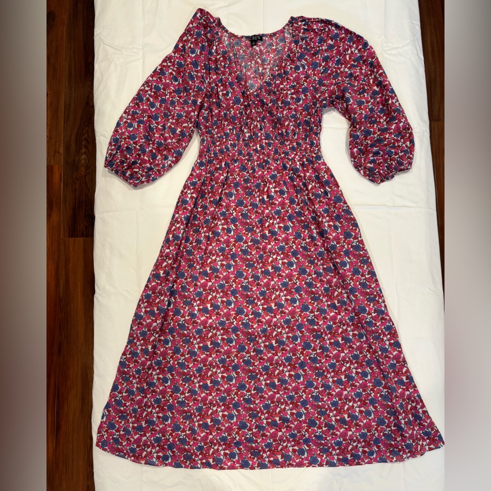 J. Crew Liberty Floral Midi Dress - Red and Blue